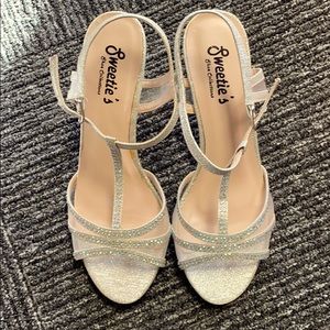 Silver embellished heels